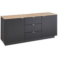 SIDEBOARD Lahore  in 180/77/44 cm  - Silberfarben/Schwarz, Design, Holzwerkstoff/Metall (180/77/44cm) - MID.YOU