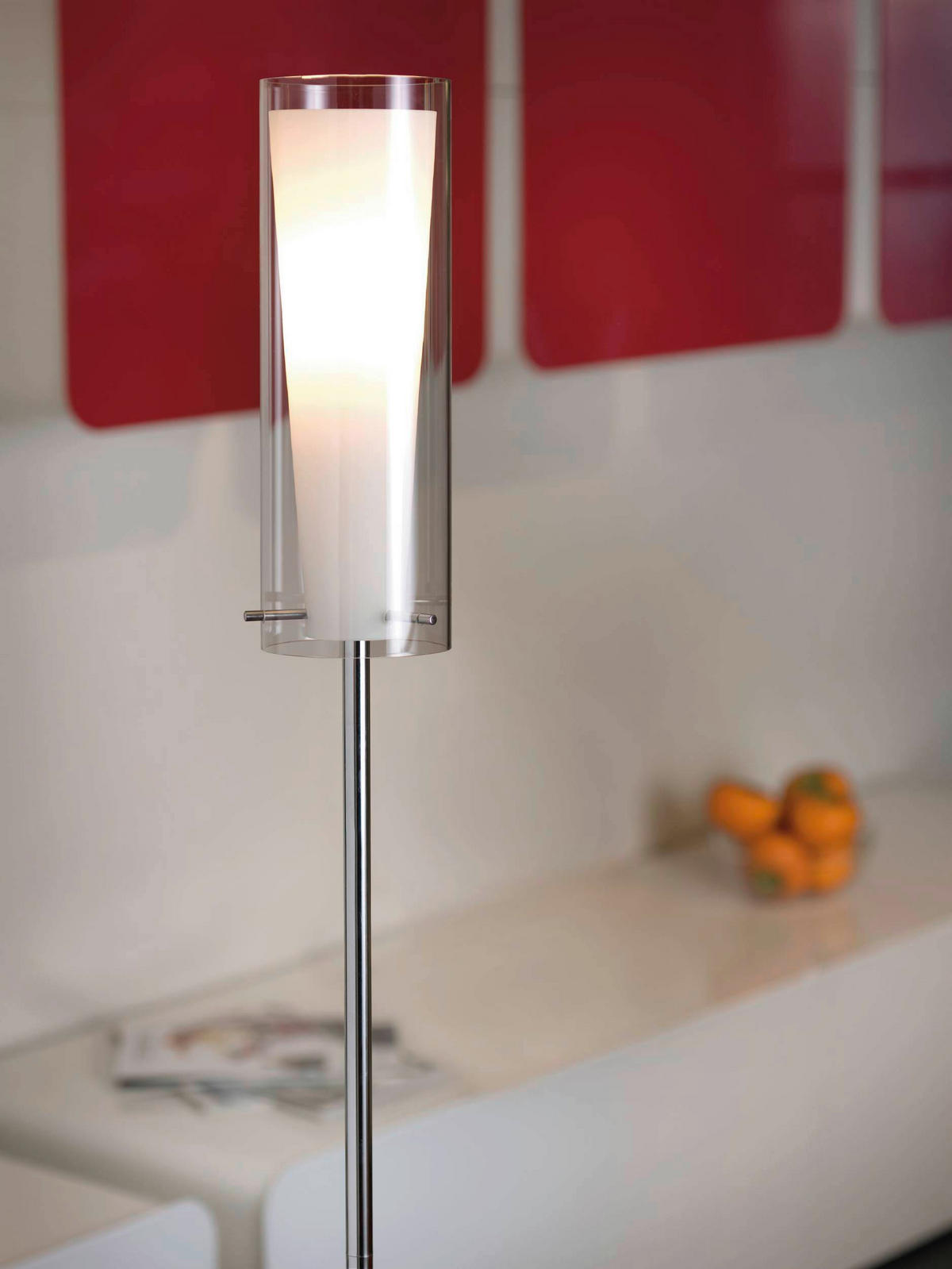 GOLVLAMPA Pinto 11/147 cm    - vit/kromfärg, Design, metall/glas (11/147cm) - Eglo