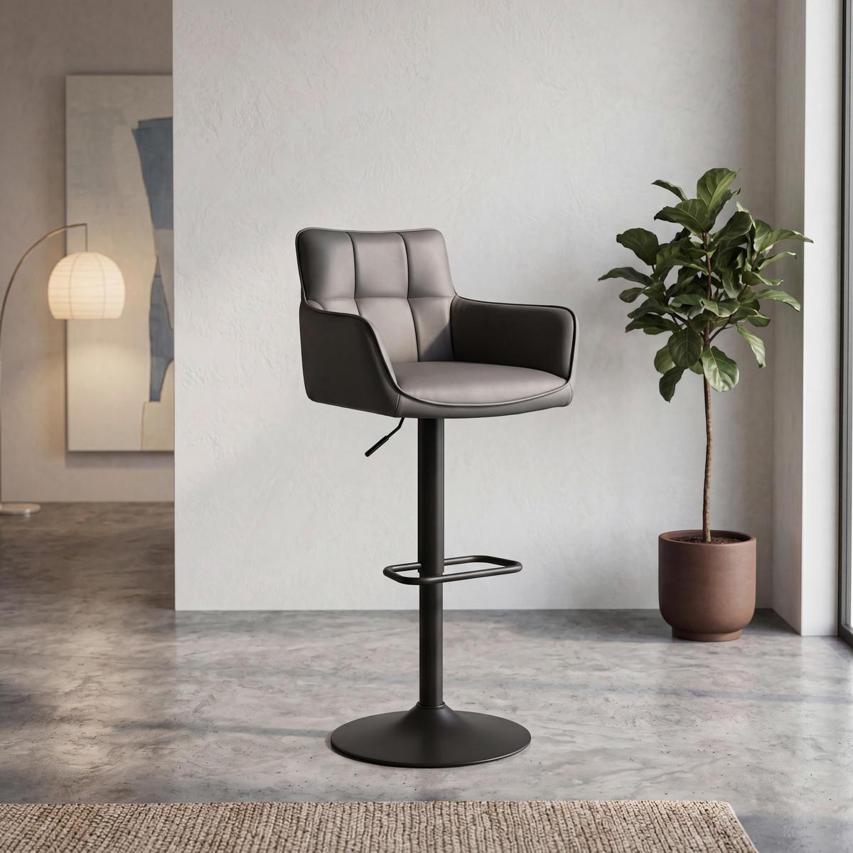 BARHOCKER in Grau, Schwarz  - Schwarz/Grau, MODERN, Textil/Metall (54,5/91/113/51,5cm) - Livetastic