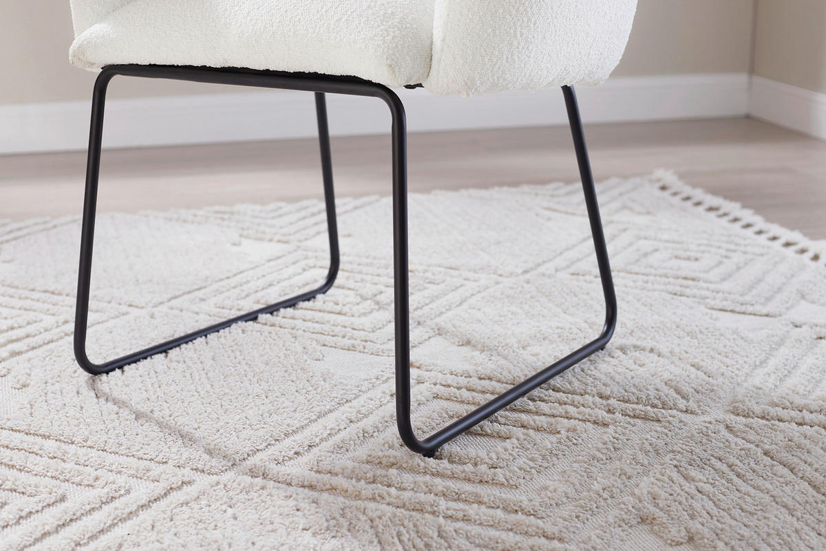 ŽIDLE S PODRUČKAMI, buklé, bílá - bílá/černá, Moderní, kov/textil (73,5/87/64,5cm) - Livetastic
