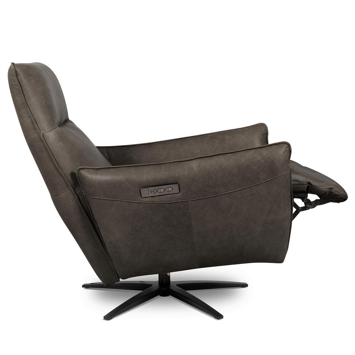RELAXSESSEL Leder Fango  - Fango/Schwarz, Design, Leder/Metall (77/107/88cm) - Livetastic
