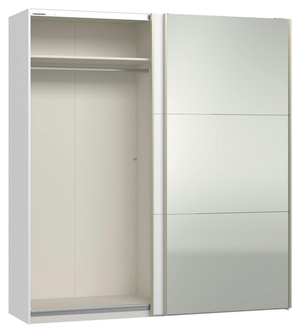 SCHWEBETÜRENSCHRANK 203/220/65 cm 2-türig Weiß  - Edelstahlfarben/Weiß, Design, Glas/Holzwerkstoff (203/220/65cm) - Jutzler