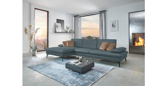 ECKSOFA in Echtleder Grau 157/325 cm - Schwarz/Grau, Design, Leder/Metall (157/325cm) - Dieter Knoll