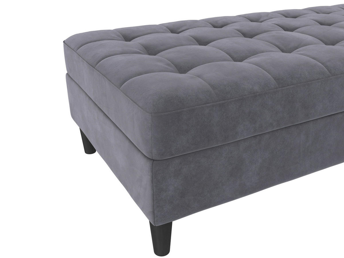 HOCKER PALERMO Velours Dunkelgrau  - Dunkelgrau/Schwarz, Basics, Kunststoff/Textil (130/43/69cm) - Livetastic