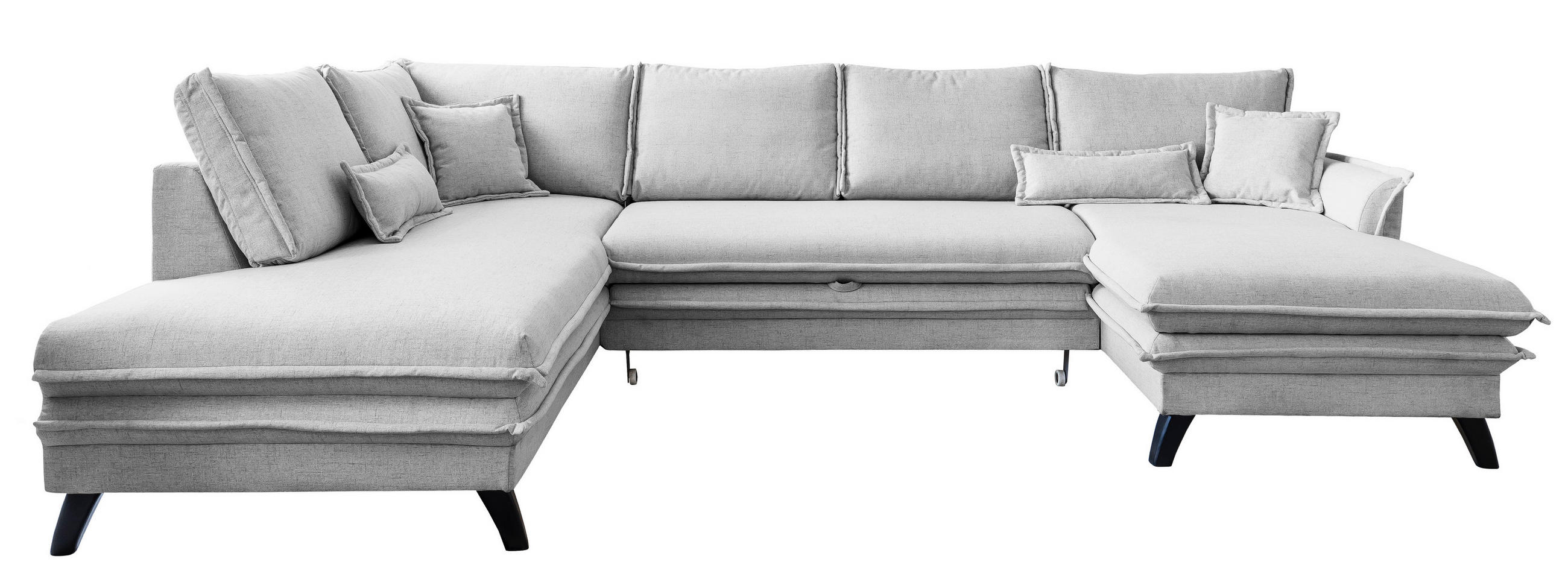 SEDACÍ SOUPRAVA, textil, světle šedá - černá/světle šedá, Design, dřevo/textil (200/300/150cm) - P & B
