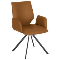 ARMLEHNSTUHL  Lederauswahl, Stoffauswahl, Typenauswahl, inklusive Armlehnen Mikrofaser  - Anthrazit/Senfgelb, Design, Textil/Metall (57/92/63cm) - Venjakob