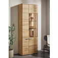 VITRINE  in massiv Wildeiche Wildeiche - Wildeiche/Schwarz, Natur, Glas/Holz (76,9/207/37,1cm) - Valnatura