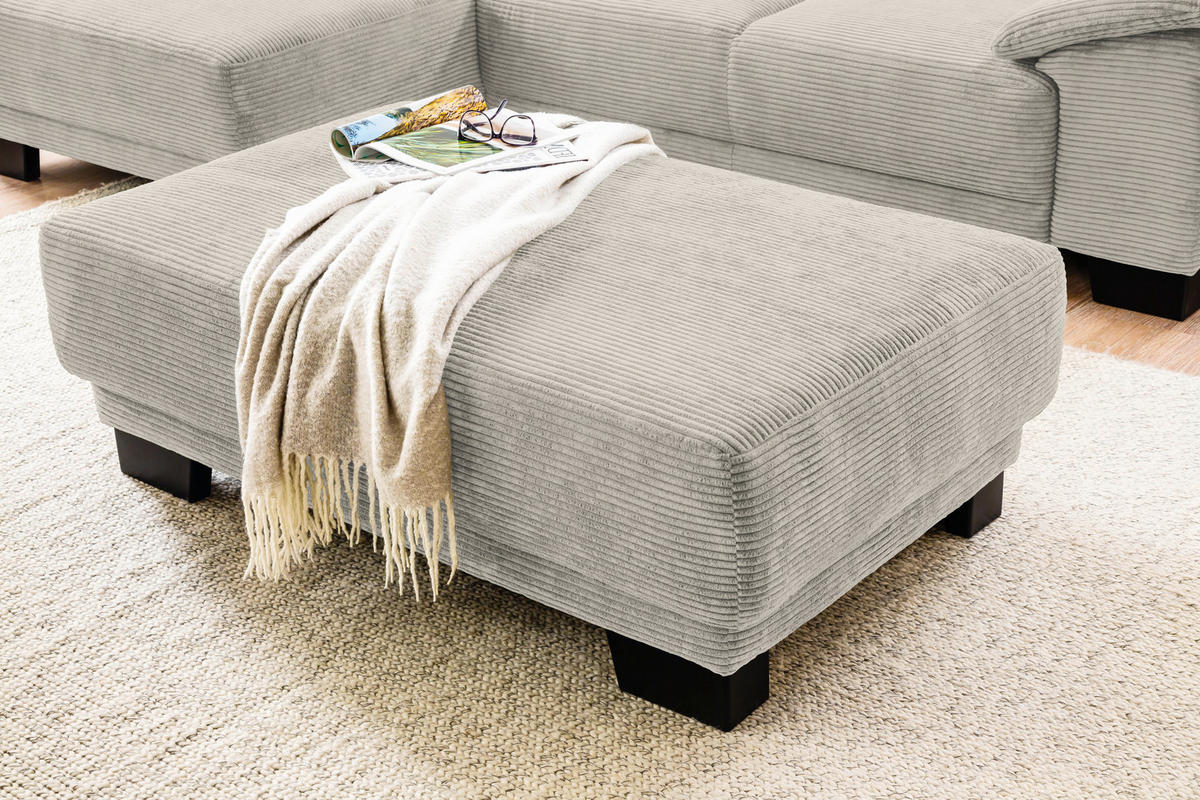 ECKSOFA in Cord Naturfarben  - Schwarz/Naturfarben, Design, Holz/Textil (174/270cm) - Pure Home Lifestyle
