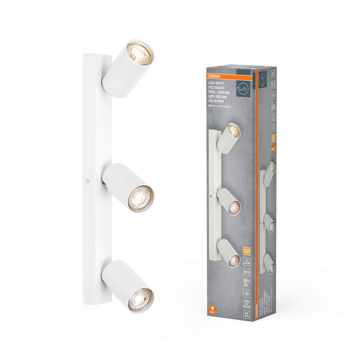 LED-STRAHLER 43/6/14 cm   - Weiß, Basics, Metall (43/6/14cm) - Osram
