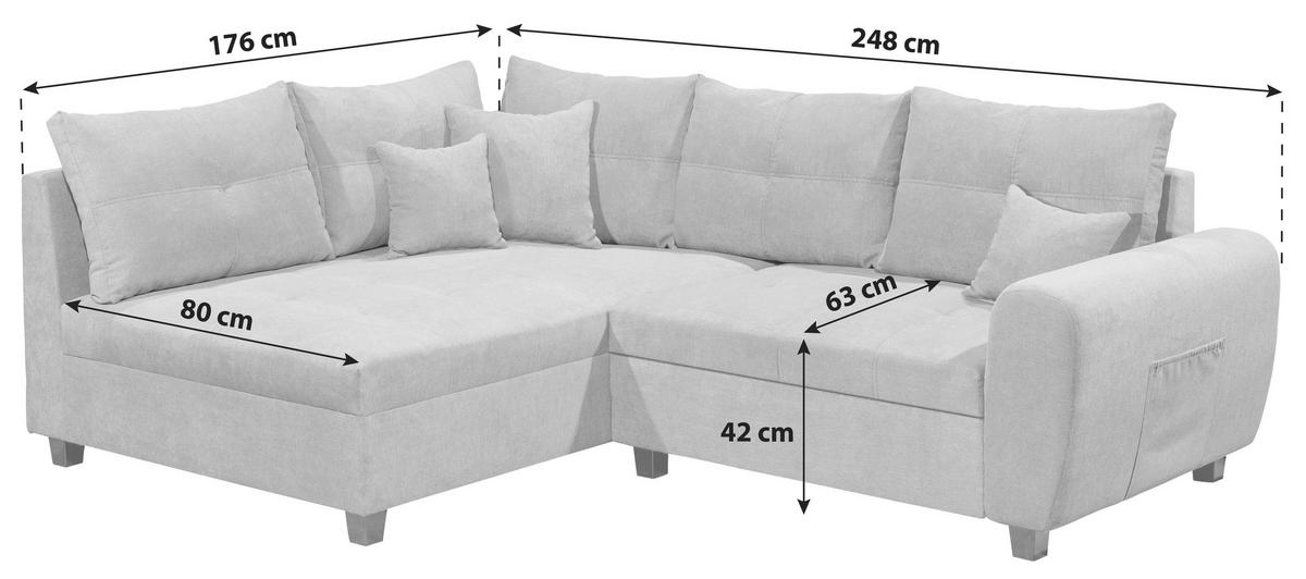ECKSOFA in Mikrovelours Gelb  - Gelb/Schwarz, Basics, Holzwerkstoff/Kunststoff (176/248cm) - MID.YOU
