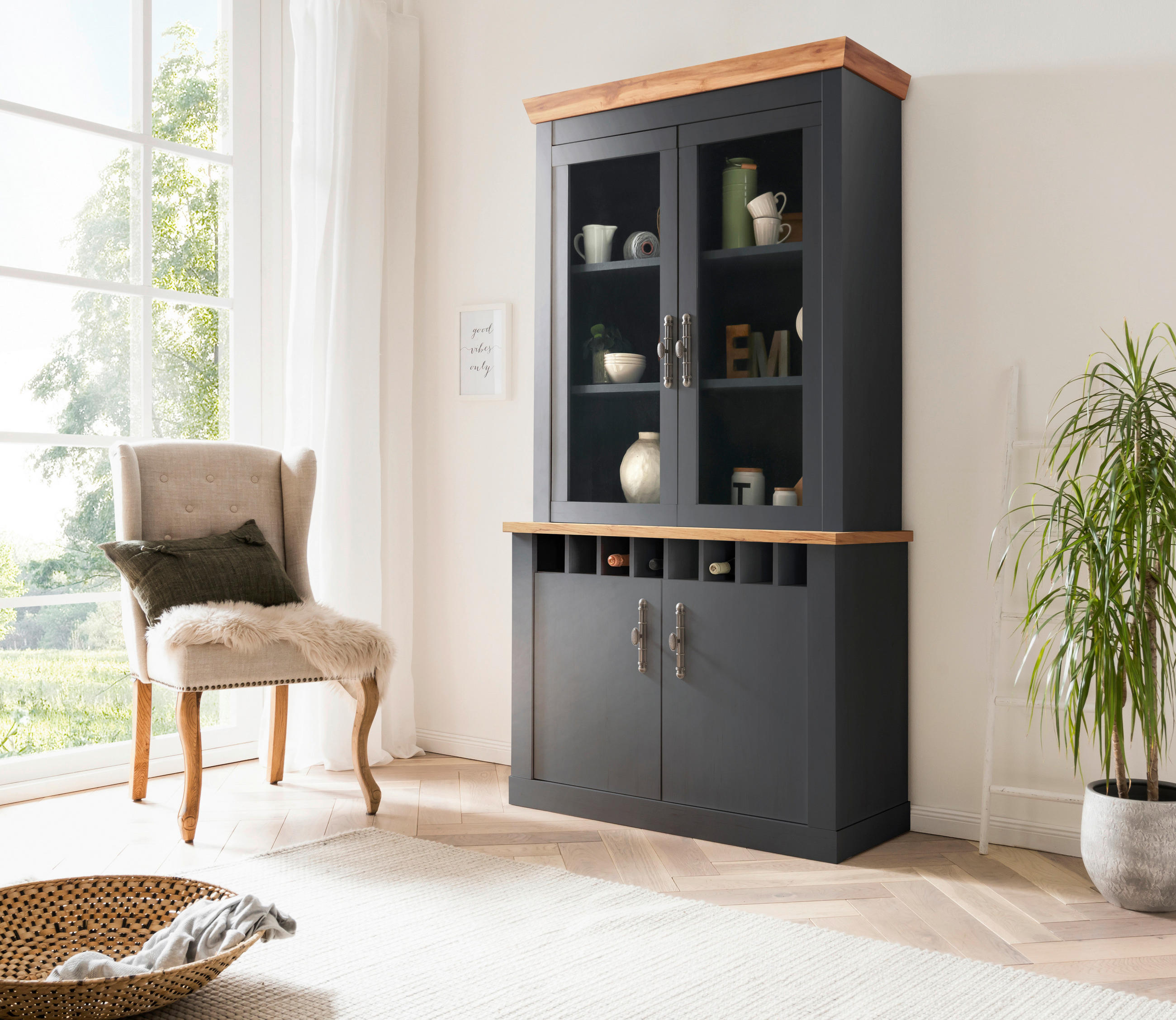 BUFFET 110/205/44 cm  in  - Anthrazit/Silberfarben, Design, Holzwerkstoff/Metall (110/205/44cm) - MID.YOU