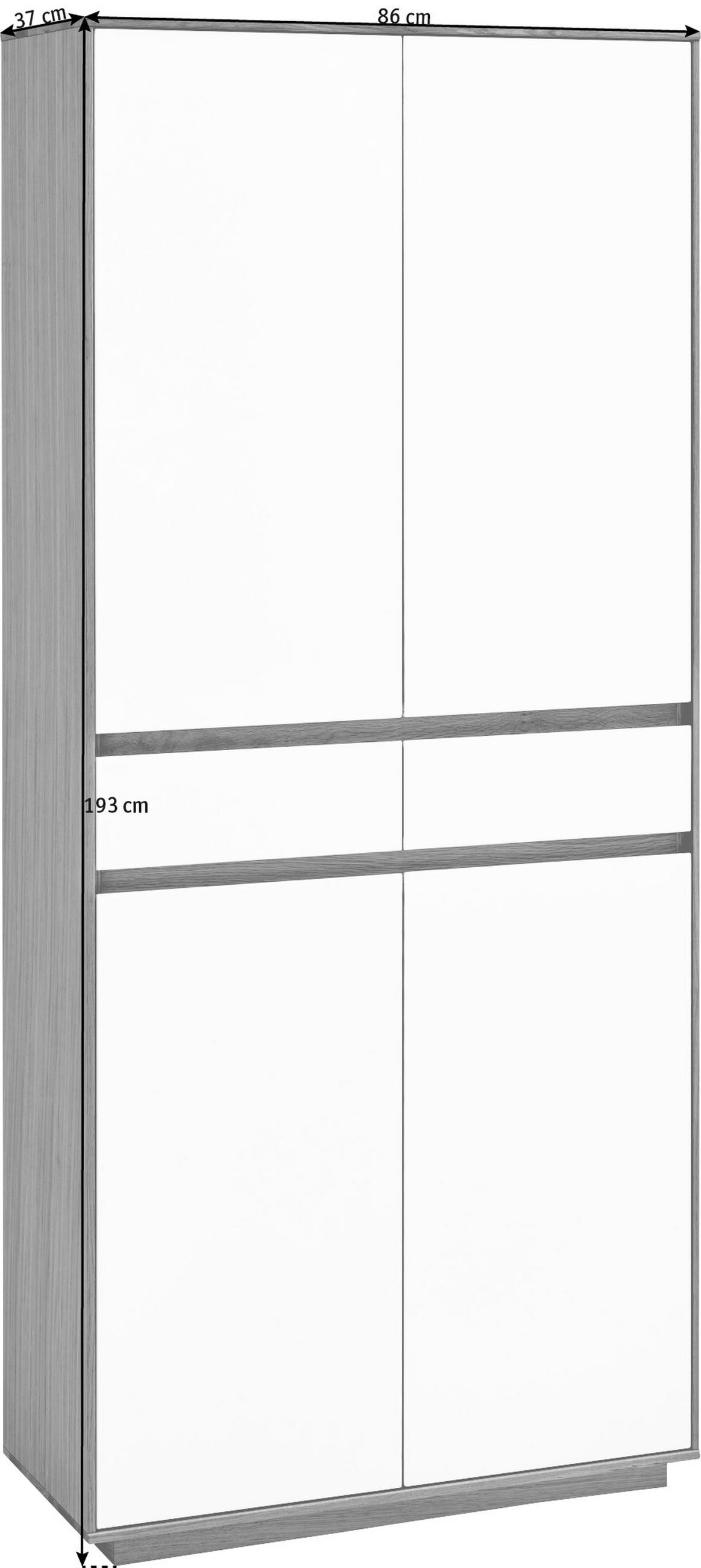 GARDEROBNA OMARA delno masivno bela, barve hrasta - barve hrasta/bela, Design, leseni material/les (86/193/37cm) - Novel