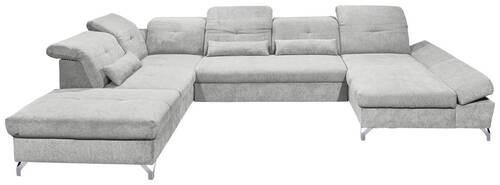 WOHNLANDSCHAFT in Mikrovelours Hellgrau  - Silberfarben/Hellgrau, Modern, Textil/Metall (245/350/168cm) - MID.YOU