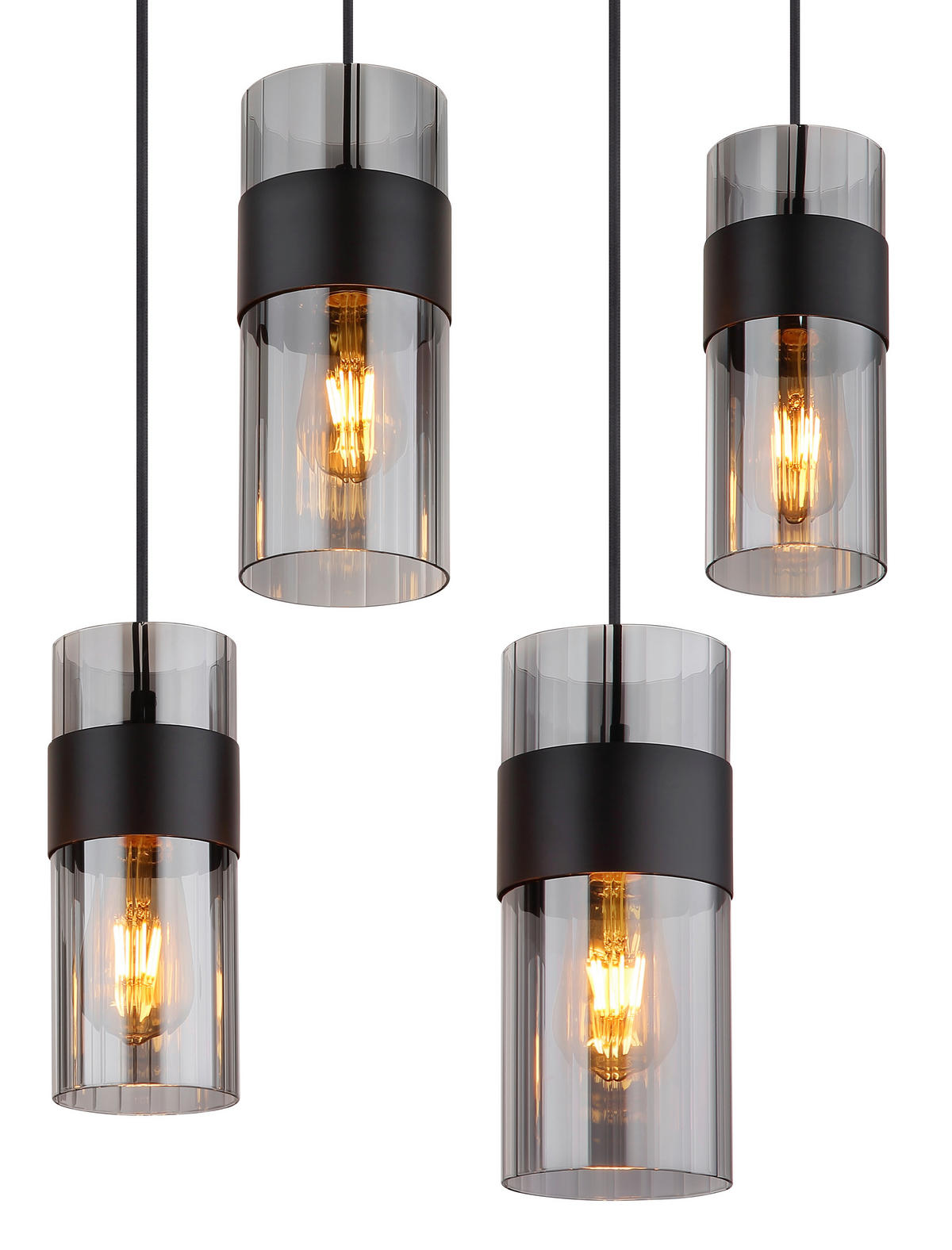 HÄNGELEUCHTE 102/28/150 cm    - Schwarz, Design, Glas/Textil (102/28/150cm) - Globo
