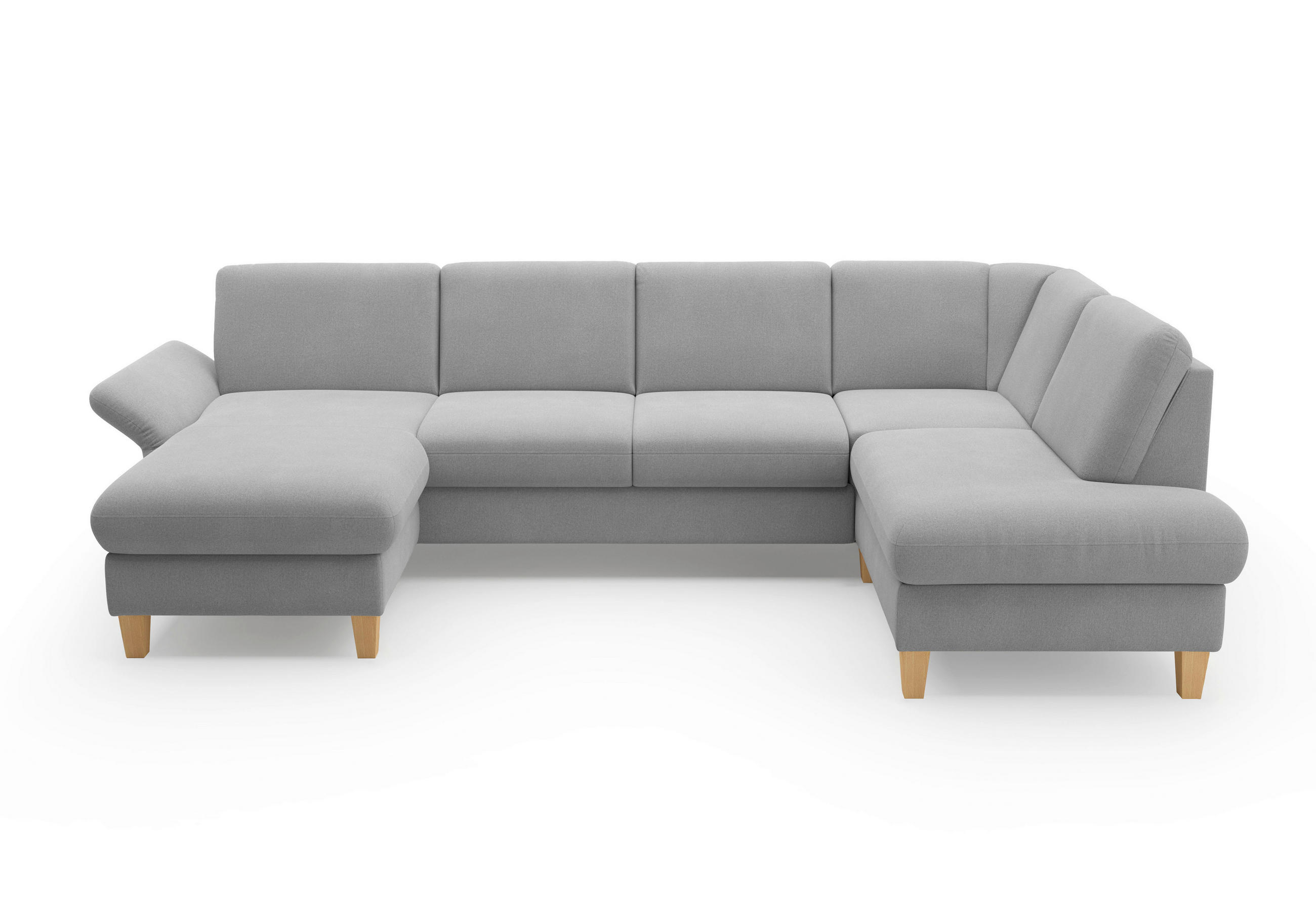 WOHNLANDSCHAFT Grau Flachgewebe  - Eichefarben/Grau, KONVENTIONELL, Holz/Textil (164/314/195cm) - Sit & More