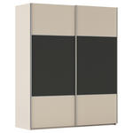 SCHWEBETÜRENSCHRANK 181/223/68 cm 2-türig Graphitfarben, Champagner  - Champagner/Alufarben, KONVENTIONELL, Holzwerkstoff/Metall (181/223/68cm) - Novel