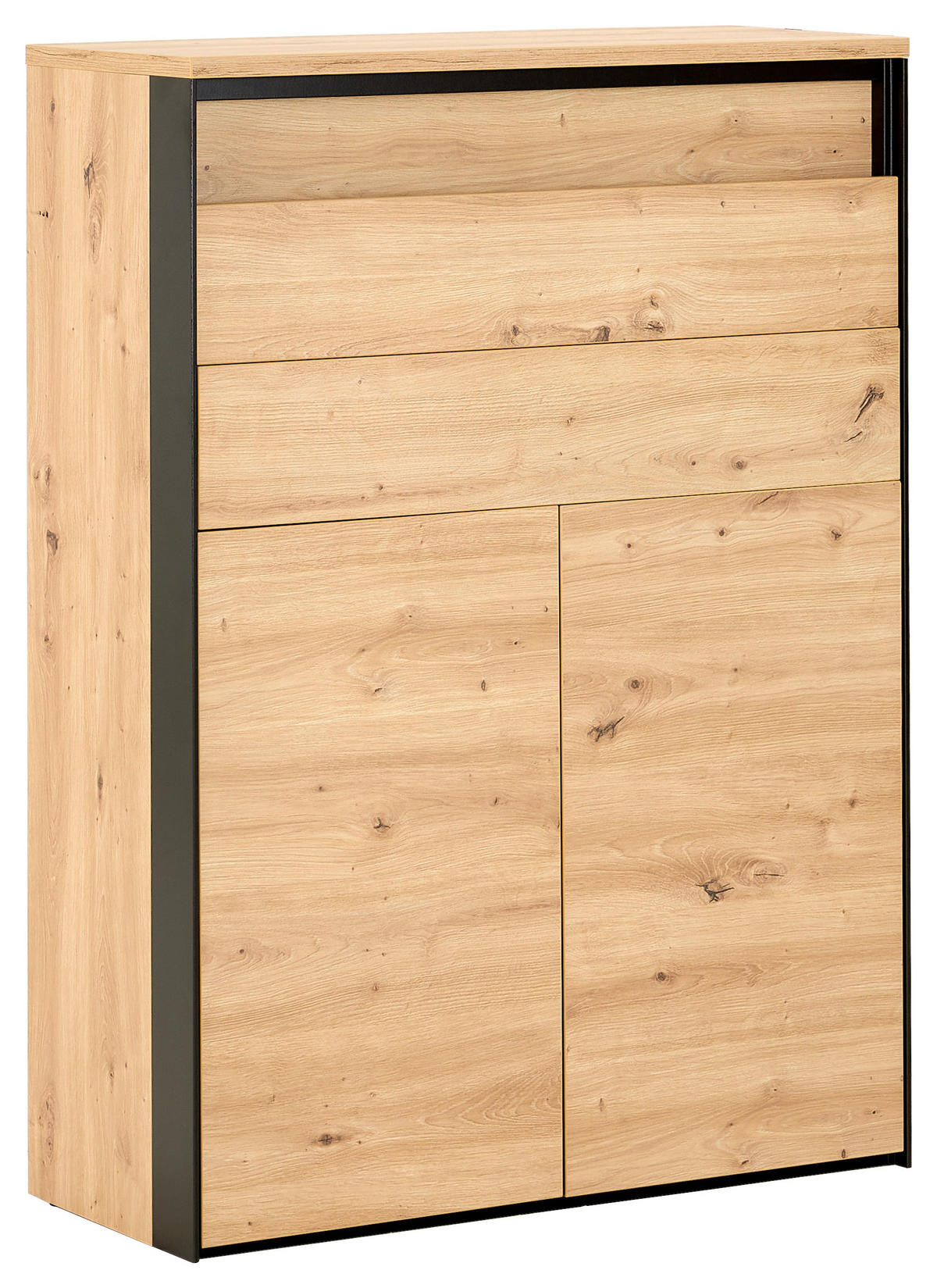 HIGHBOARD EDRA OFFICE 88/123/38 cm 2 Schublade(n)  - Schwarz/Eiche Artisan, KONVENTIONELL, Holzwerkstoff/Kunststoff (88/123/38cm) - Hom`in