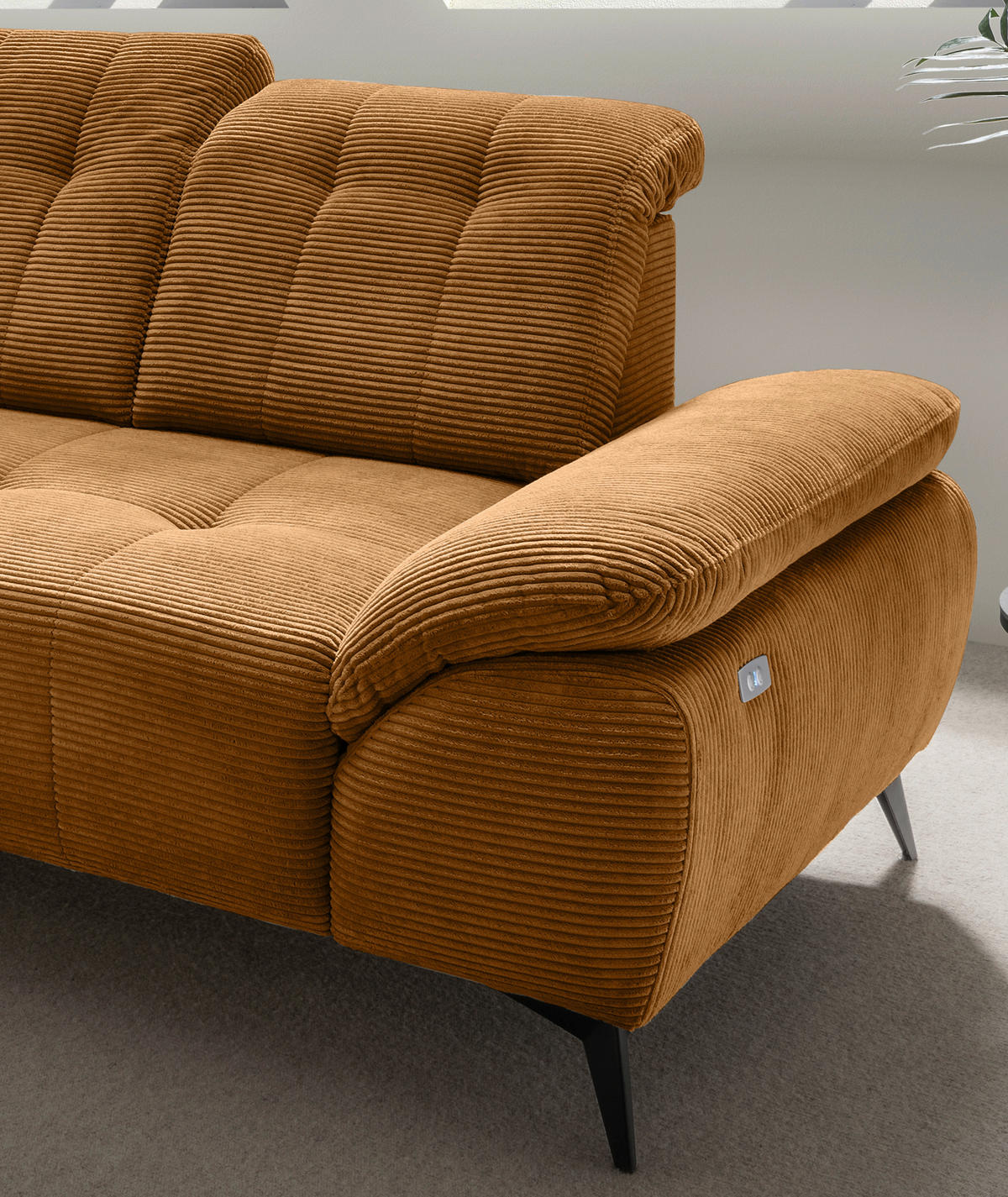 ECKSOFA in Cord Goldfarben  - Goldfarben/Schwarz, Modern, Textil/Metall (200/272cm) - Livetastic