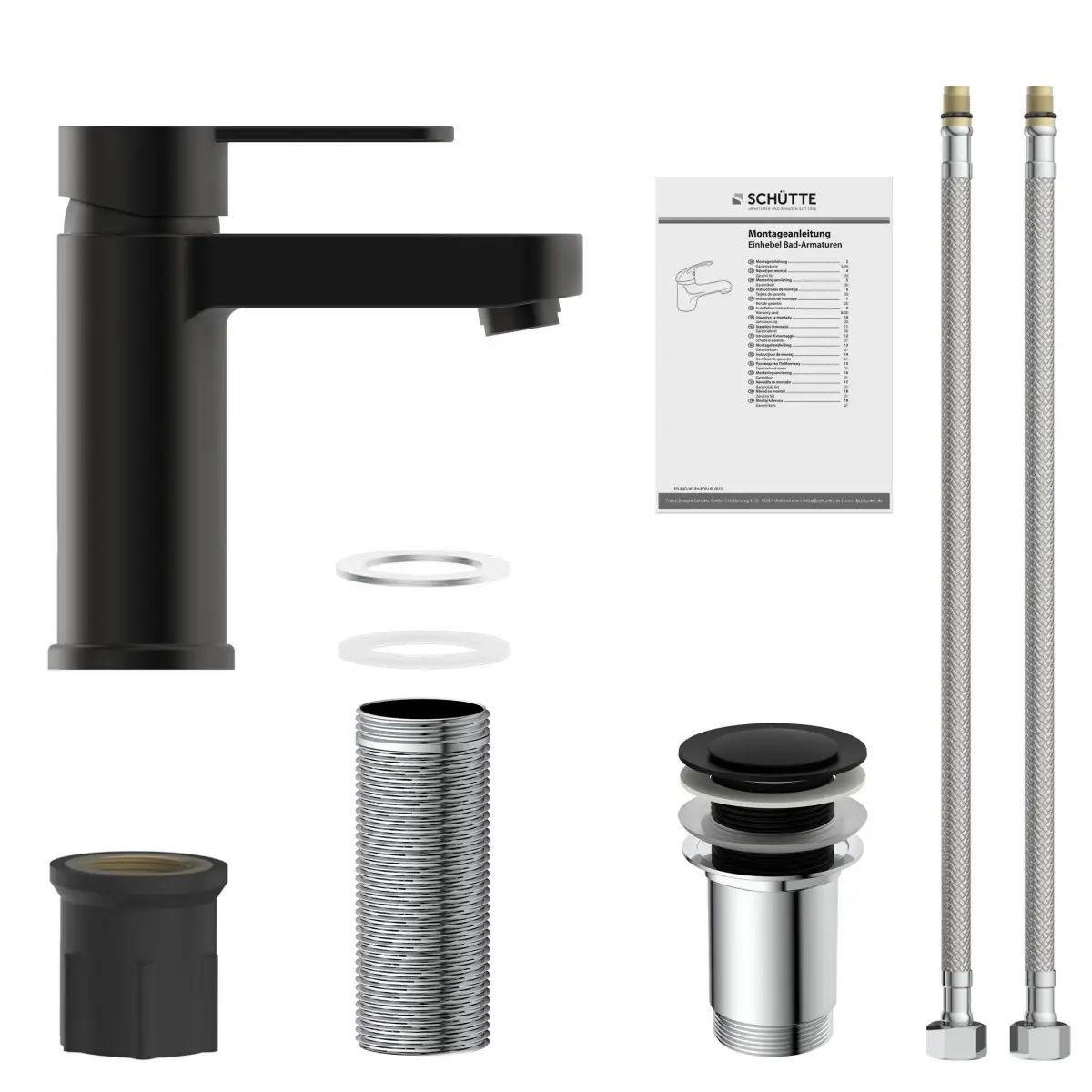 WASCHTISCHARMATUR 34216  - Schwarz, Basics, Metall (5,5/15,9/15,7cm) - Schütte