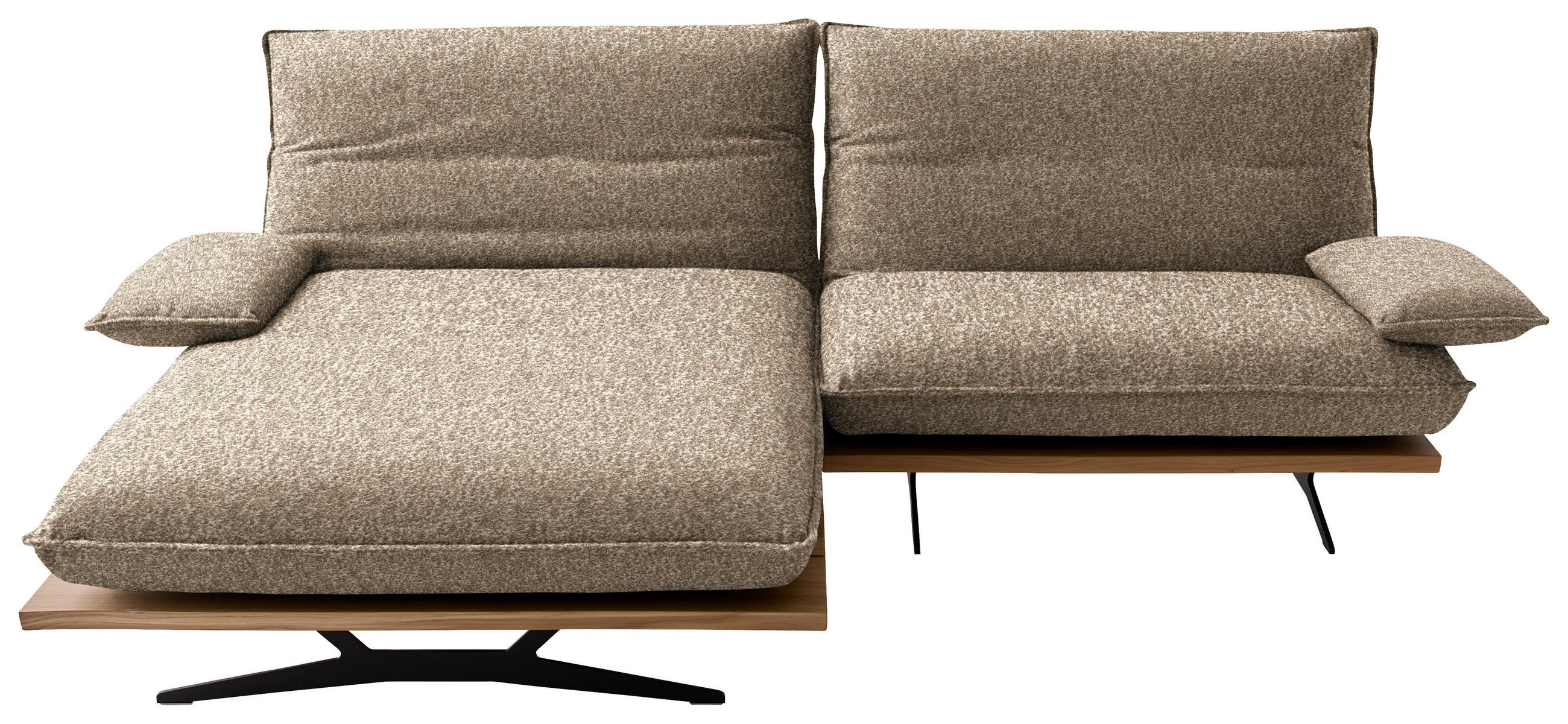 ECKSOFA Flachgewebe, Chenille Wildeiche, Beigebraun  - Wildeiche/Beigebraun, Design, Holz/Textil (161/284cm) - Koinor