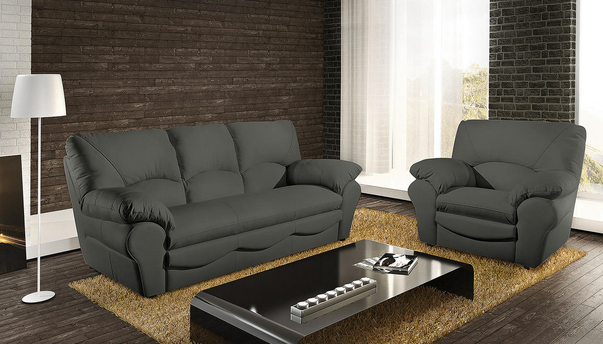 SCHLAFSOFA in Leder Anthrazit  - Anthrazit/Schwarz, Design, Leder/Kunststoff (205/92/85cm) - Livetastic