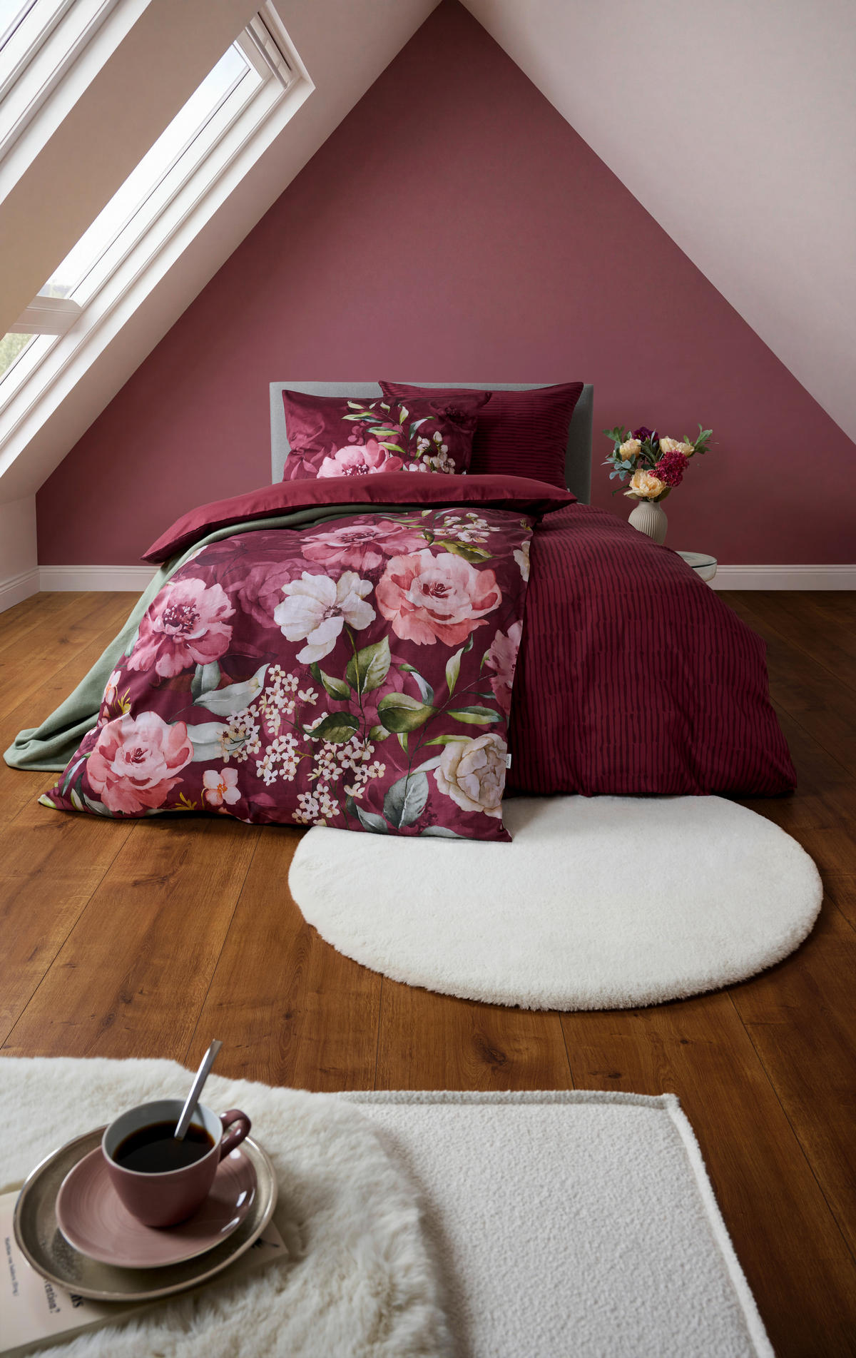 BETTWÄSCHE 2-teilig Mavie Satin 140/200 cm  - Dunkelrot, KONVENTIONELL, Textil (140/200cm) - Esposa