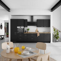 KÜCHENLEERBLOCK Touch 360 cm  in Schwarz, Eichefarben  - Edelstahlfarben/Eichefarben, MODERN, Holzwerkstoff/Metall (360cm) - Nobilia