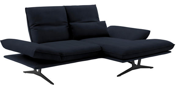 ECKSOFA in Echtleder Dunkelblau  - Schwarz/Dunkelblau, Design, Leder/Metall (210/130cm) - Dieter Knoll