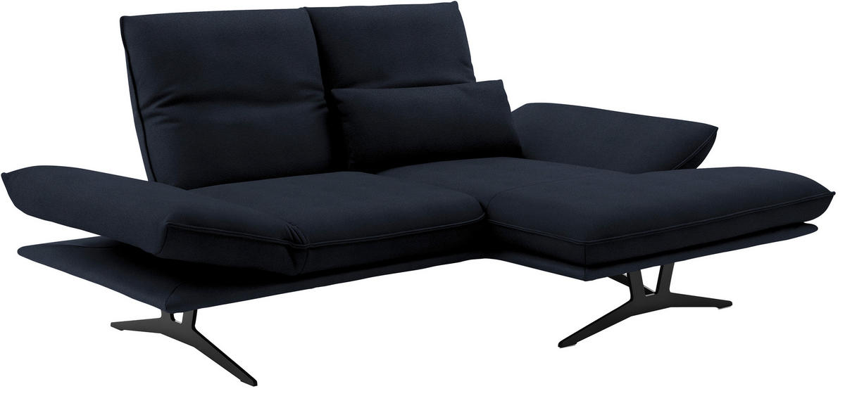 ECKSOFA in Echtleder Dunkelblau  - Schwarz/Dunkelblau, Design, Leder/Metall (210/130cm) - Dieter Knoll