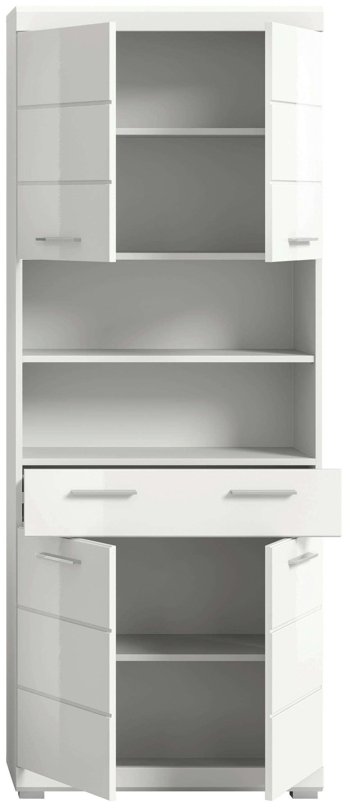 HOCHSCHRANK 74/191/31 cm  - Weiß Hochglanz/Silberfarben, MODERN, Holzwerkstoff/Kunststoff (74/191/31cm) - MID.YOU