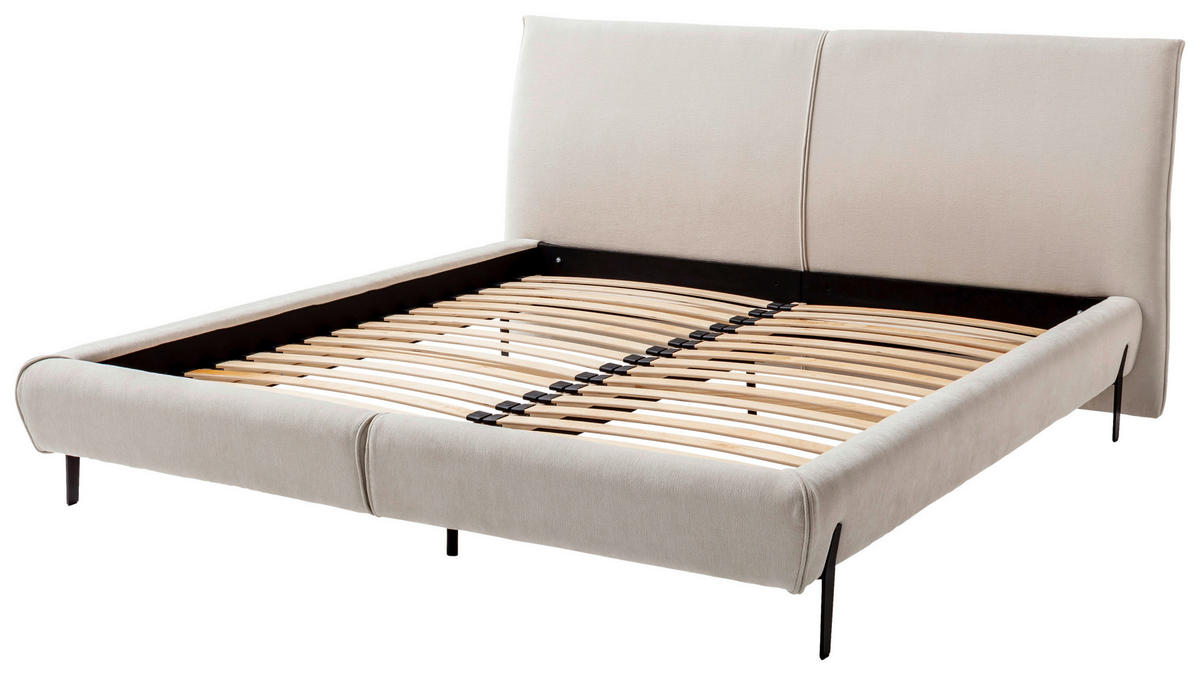 POLSTERBETT Creme 180/200 cm  - Creme/Schwarz, MODERN, Holzwerkstoff/Textil (180/200cm) - MID.YOU