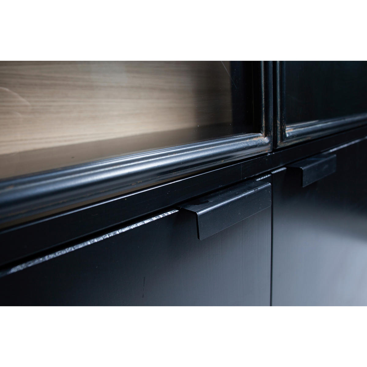 VITRINE in Kiefer Schwarz  - Schwarz, Design, Glas/Holz (100/200/40cm) - Livetastic