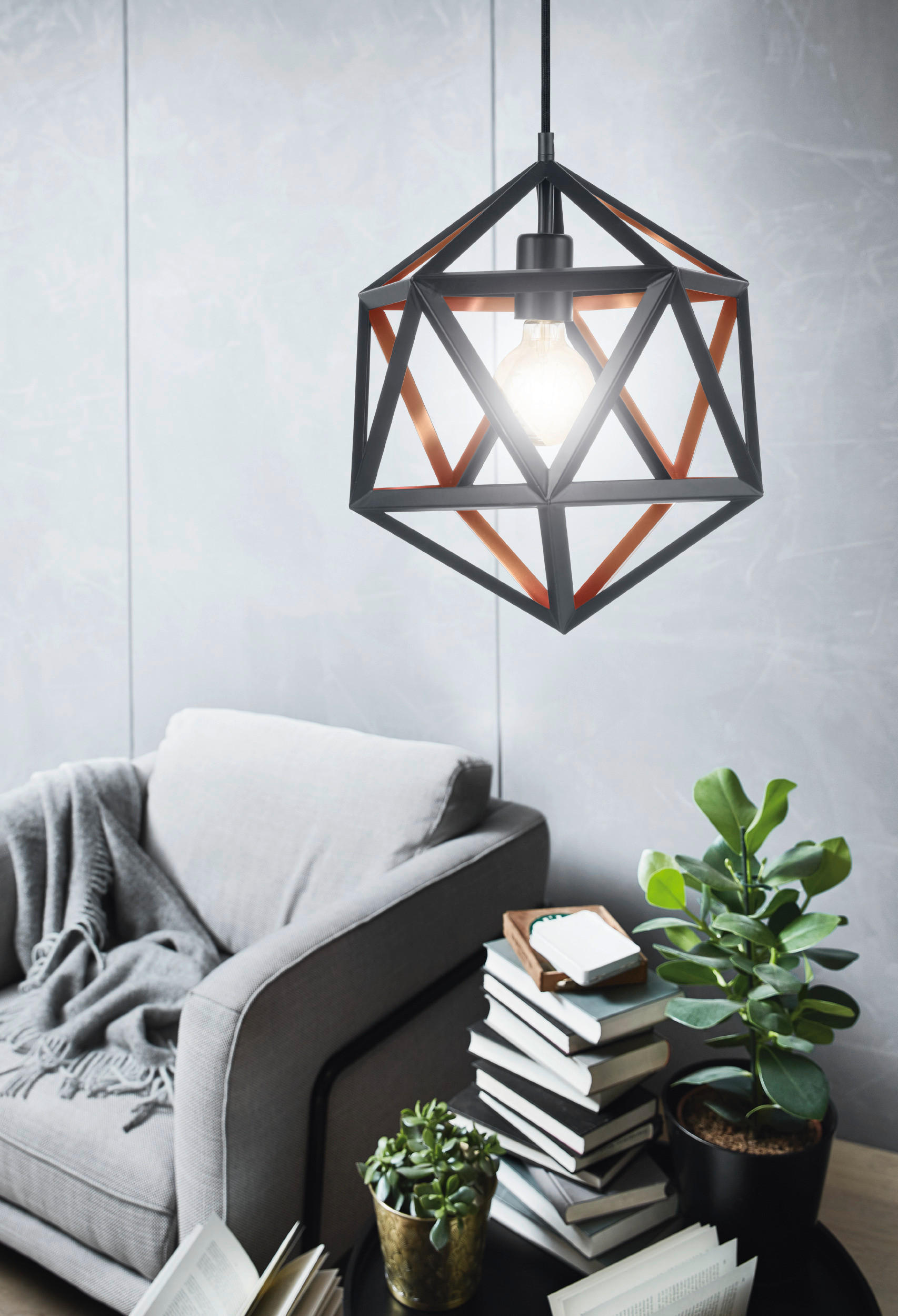 HÄNGELEUCHTE 30,5/110 cm    - Schwarz/Kupferfarben, Design, Metall (30,5/110cm) - Eglo