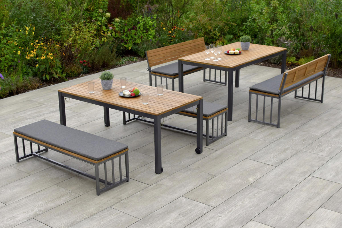 GARTENSET Akazie Hartholz Aluminium  - Dunkelgrau/Graphitfarben, KONVENTIONELL, Holz/Textil - Gardenson
