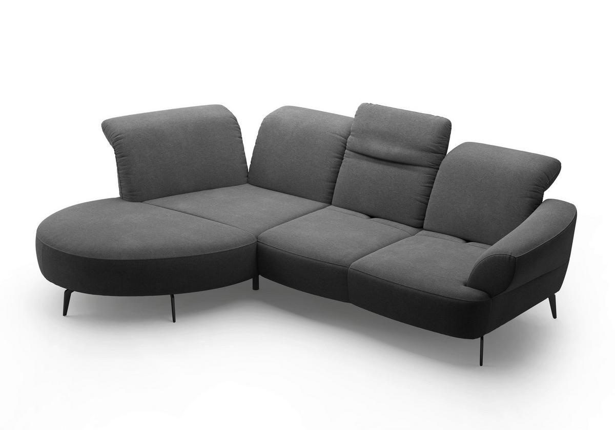 ECKSOFA in Mikrofaser Dunkelgrau  - Dunkelgrau/Schwarz, Modern, Textil/Metall (208/313cm) - Sit & More