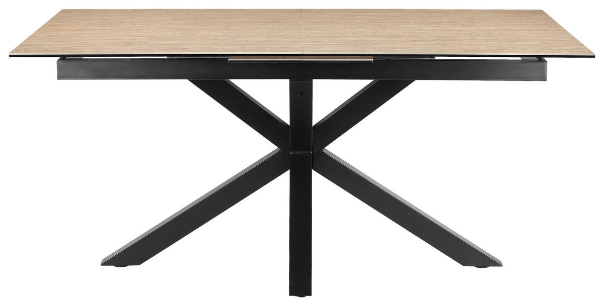 ESSTISCH 168-210/90/76 cm  Metall, Glas, Keramik ausziehbar rechteckig Schwarz, Beige  - Beige/Schwarz, MODERN, Glas/Keramik (168-210/90/76cm) - MID.YOU