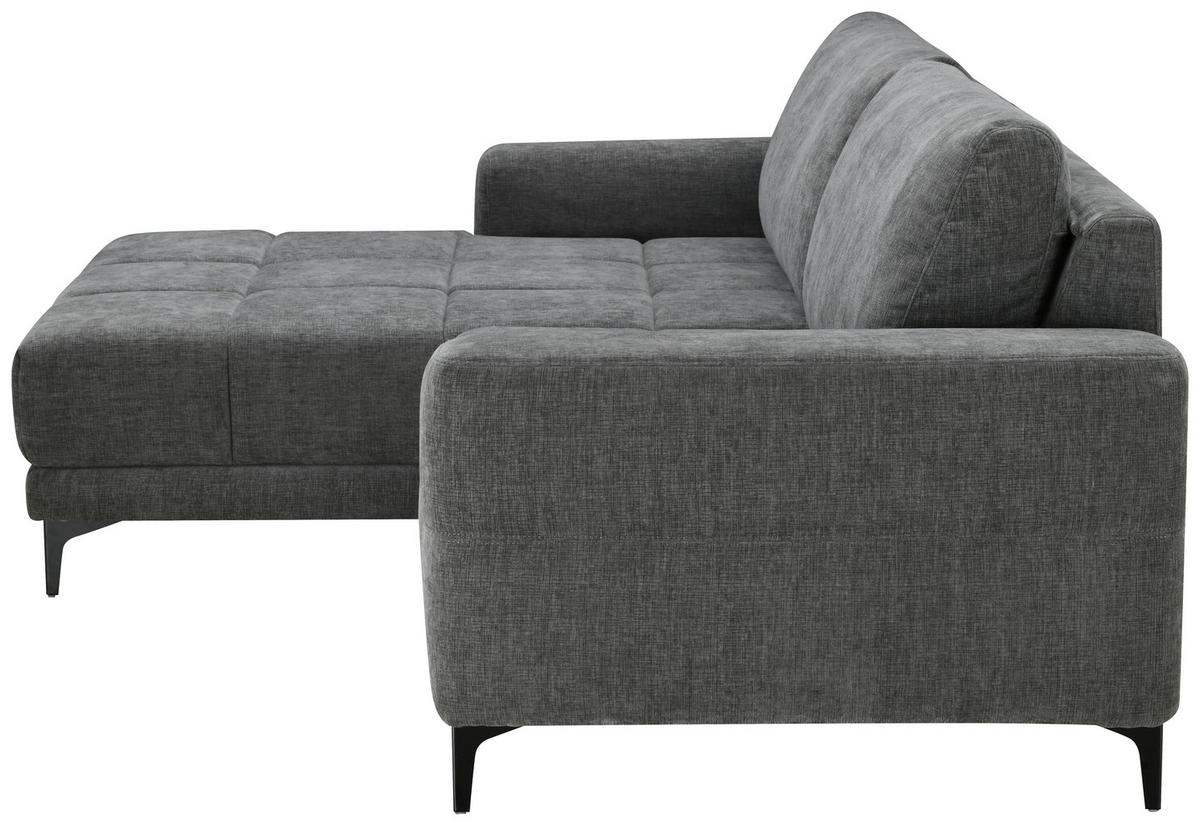 ECKSOFA Dunkelgrau Mikrofaser  - Dunkelgrau/Schwarz, MODERN, Textil/Metall (165/246cm) - MID.YOU