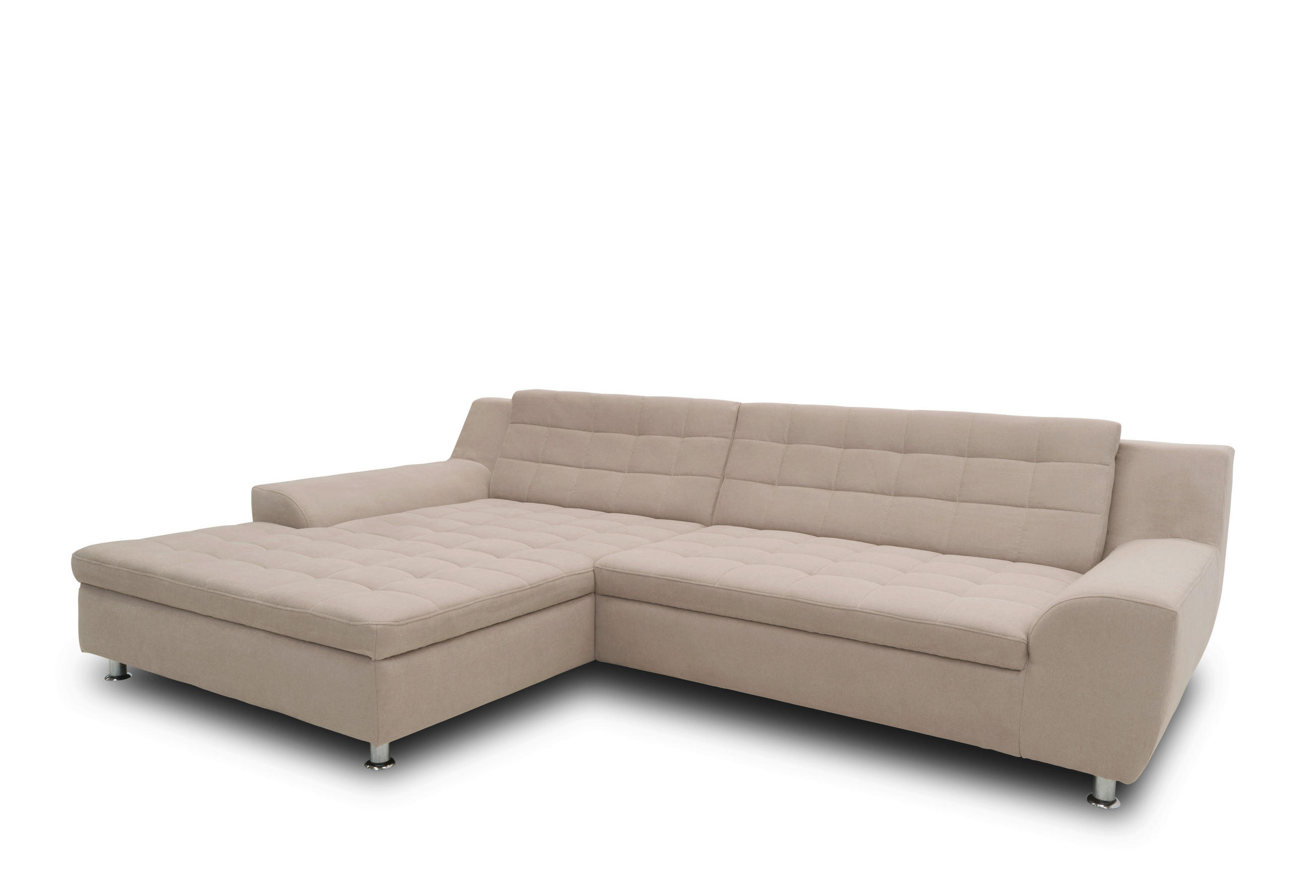 ECKSOFA MORTON Taupe Mikrofaser  - Taupe/Chromfarben, MODERN, Textil/Metall (304/200/84cm) - MID.YOU