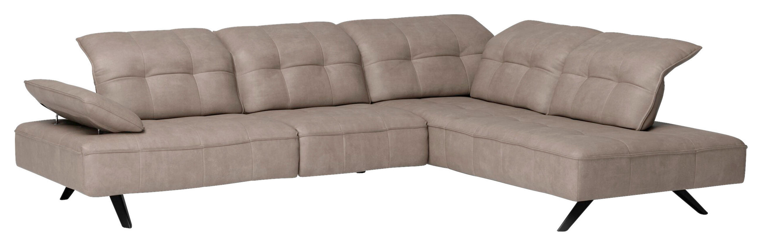 ROHOVÁ SEDAČKA, kůže, šedavě hnědá - antracitová/šedavě hnědá, Design, kov/kůže (289/229cm) - Joop!