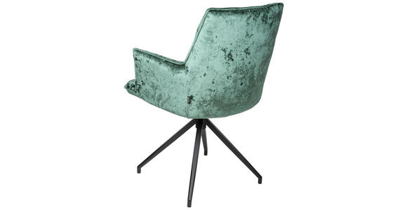 ARMLEHNSTUHL  Stoffauswahl, Sitzfläche 360° drehbar, automatische Rückholfunktion Samt  - Petrol/Schwarz, Design, Textil/Metall (59/89,5/63cm) - Novel