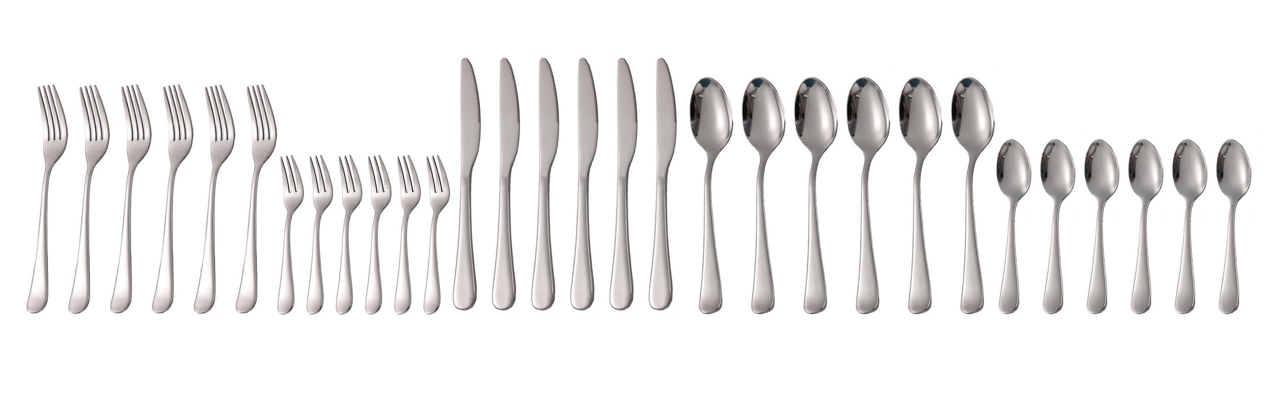 BESTECKSET Grado 30-teilig Edelstahl  - Silberfarben, Basics, Metall (1,12kg) - Echtwerk