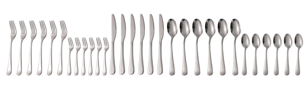 SADA PRÍBOROV ušľachtilá oceľ, 30-dielne - strieborná, Basics, kov (1,12kg) - Echtwerk