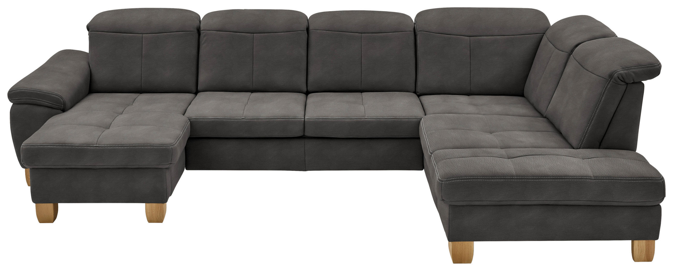 WOHNLANDSCHAFT in Mikrofaser Grau  - Wildeiche/Beige, Konventionell, Holz/Textil (185/343/243cm) - Voleo