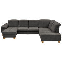 WOHNLANDSCHAFT in Mikrofaser Grau  - Wildeiche/Beige, Konventionell, Holz/Textil (185/343/243cm) - Voleo