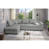 ECKSCHLAFSOFA Alvito Silberfarben Chenille  - Silberfarben/Schwarz, MODERN, Holz/Textil (202/298cm) - MID.YOU