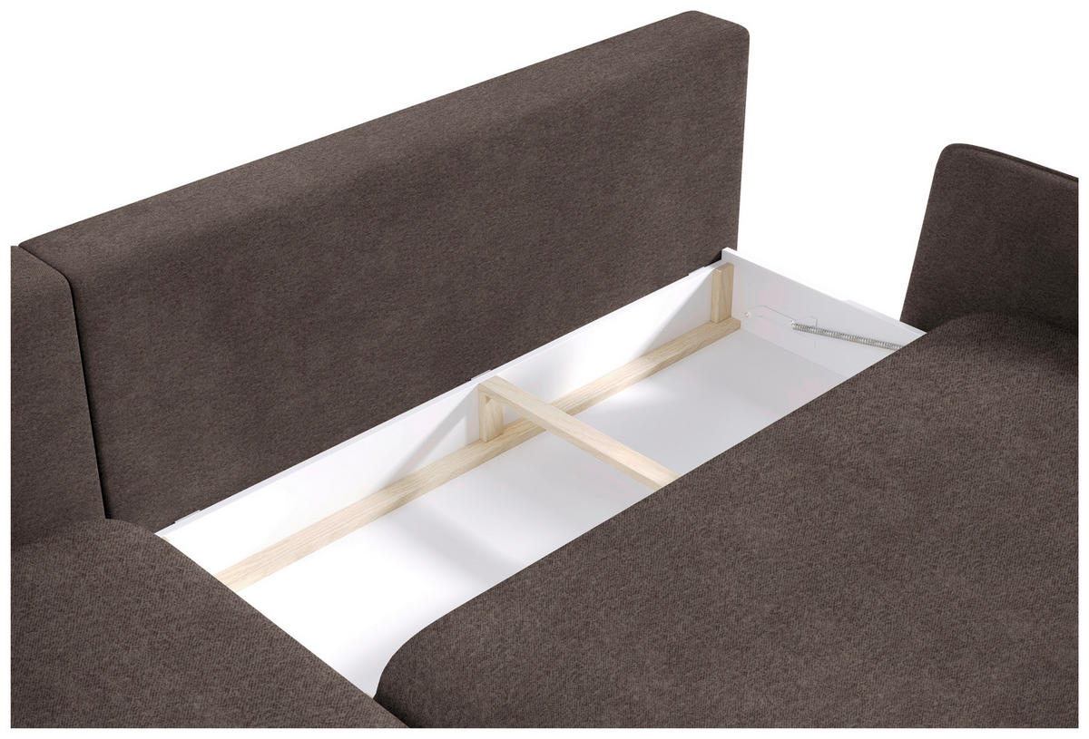 ECKSOFA in Velours Dunkelbraun  - Dunkelbraun/Schwarz, Design, Holz/Textil (167/260cm) - Welnova