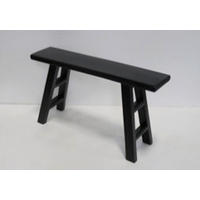 HOCKERBANK 90/25/50 cm Schwarz Recyclingholz vollmassiv  - Schwarz, Design, Holz (90/25/50cm) - Livetastic