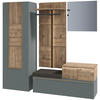 GARDEROBE 4-teilig  in 208/194/42,9 cm  - Wildeiche/Graugrün, Design, Glas/Holz (208/194/42,9cm) - Voglauer