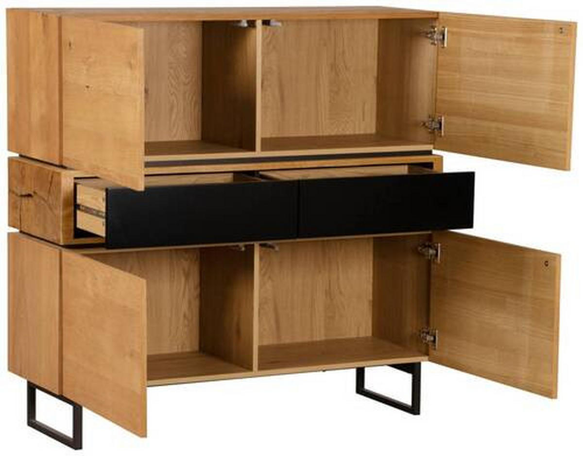 SIDEBOARD 120/119/40 cm  - svart/ekfärgad, Design, metall/trämaterial (120/119/40cm) - MID.YOU
