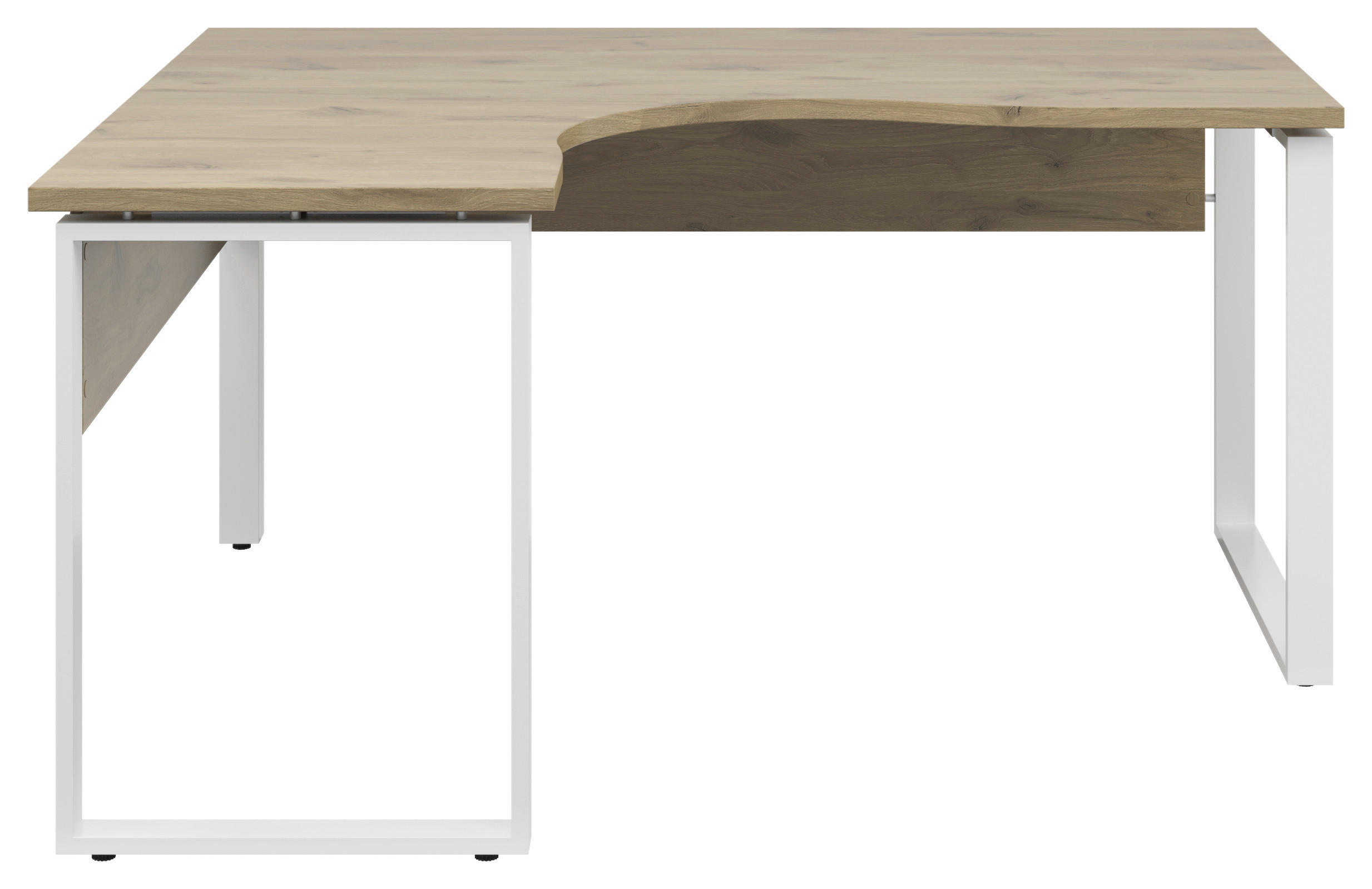 ECKSCHREIBTISCH 140/160/77,8 cm  in Weiß, Eichefarben  - Eichefarben/Weiß, KONVENTIONELL, Holzwerkstoff/Metall (140/160/77,8cm) - Voleo